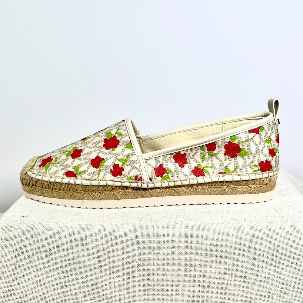 NWOT Michael Kors Floral Espadrille Flats MK Lenny Cottagecore slip-ons size 9 - Picture 12 of 16